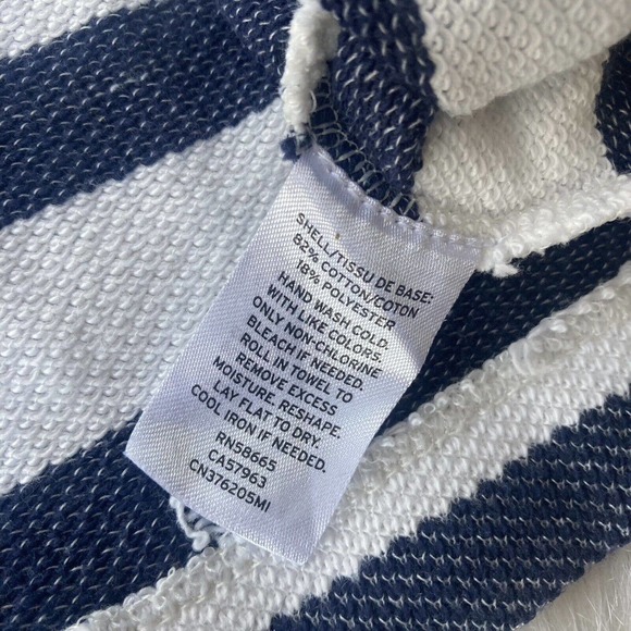 Caslon Top Sz Small Blue White Striped Bell Sleeve Knit Tunic Tie Sleeves Winter - Picture 5 of 9